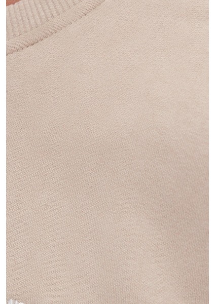 Erkek Relax Fit Pamuklu 3 İplik Yumuşak Dokulu İçi Polarlı Bisiklet Yaka Bej Eşofman Takımı indirimleri