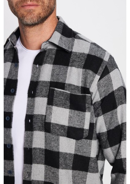 Erkek Regular Fit Klasik Kesim Oduncu Tek Cep Kareli Kışlık Gömlek modelleri