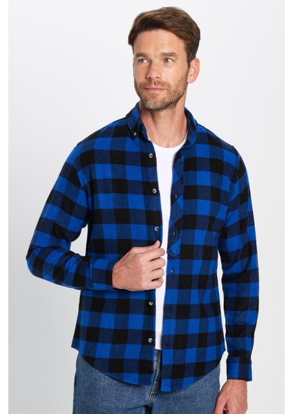 Erkek Slim Fit Dar Kesim Oduncu Düğmeli Yaka Kareli Kışlık Gömlek fiyatları