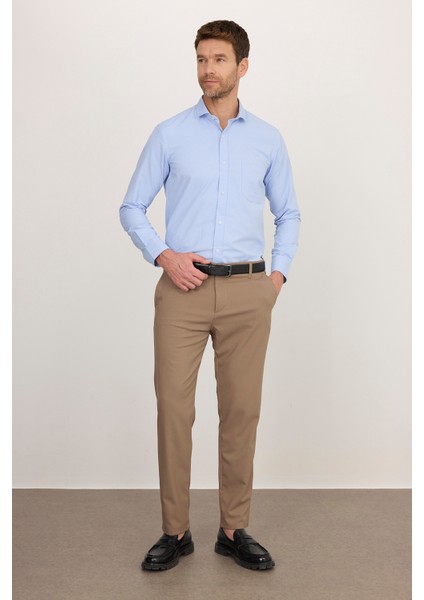 Erkek Regular Fit Klasik Kesim Desenli Mavi Gömlek fırsatları