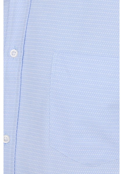 Erkek Regular Fit Klasik Kesim Desenli Mavi Gömlek