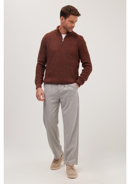 Erkek Regular Fit Klasik Kesim Normal Bel Geniş Paça Gri Pantolon fiyatları