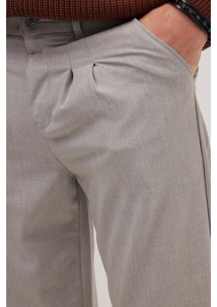 Erkek Regular Fit Klasik Kesim Normal Bel Geniş Paça Gri Pantolon modelleri