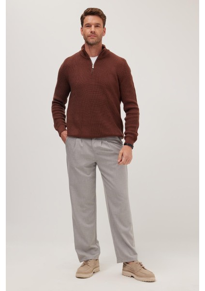 Erkek Regular Fit Klasik Kesim Normal Bel Geniş Paça Gri Pantolon fırsatları