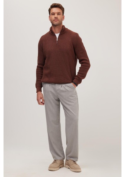 Erkek Regular Fit Klasik Kesim Normal Bel Geniş Paça Gri Pantolon indirimleri