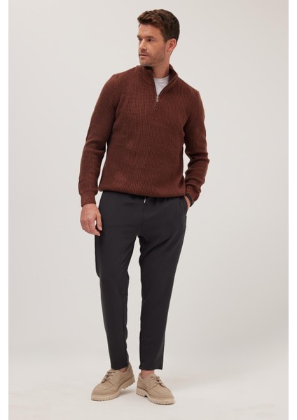 Erkek Regular Fit Beli Lastikli Bağcıklı Jogger Gri Pantolon Rahat Kesim Yan Cepli fırsatları