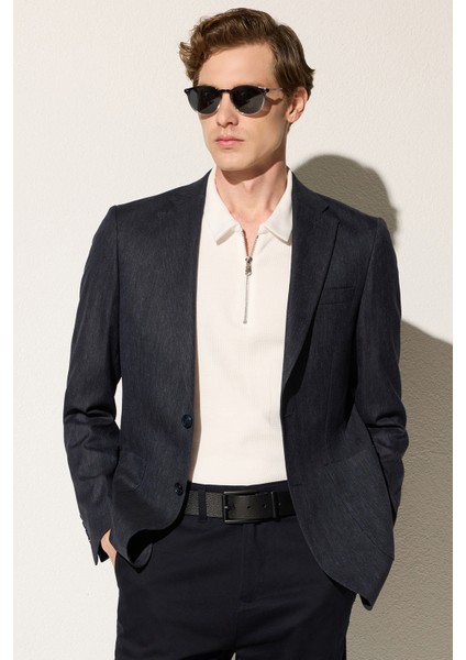 Erkek Slim Fit Chino Esnek Yandan Cepli Önü Fermuarlı Pamuklu Dokulu Lacivert Pantolon fiyatları