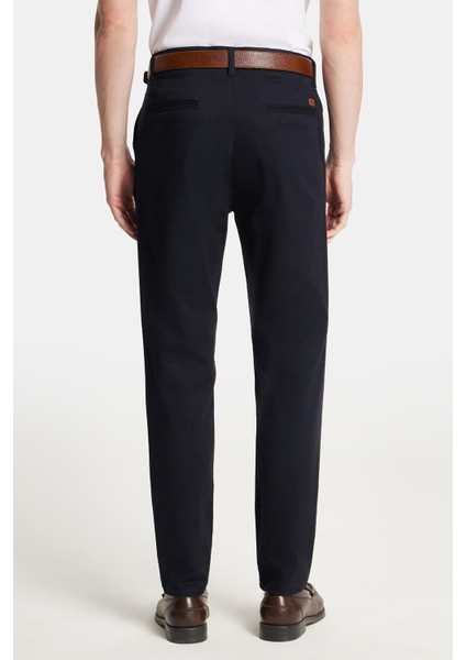 Erkek Slim Fit Chino Esnek Yandan Cepli Önü Fermuarlı Pamuklu Dokulu Lacivert Pantolon indirimleri