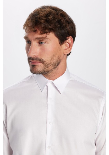 Erkek Regular Fit Beyaz Non-Iron Pamuklu Doğa Dostu Ekoteks Belgeli Ütü Gerektirmez Gömlek fiyatları