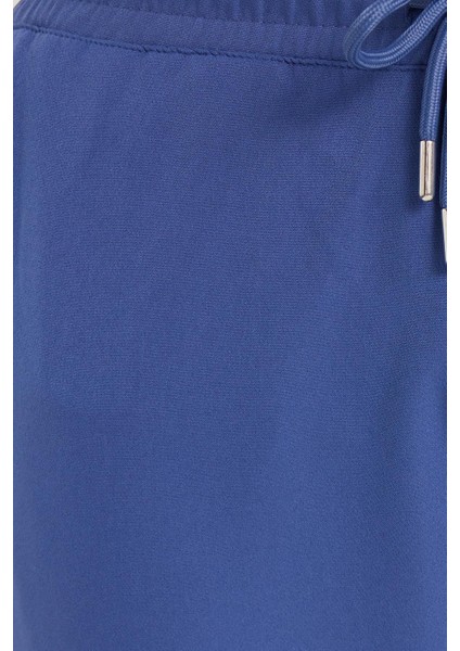 Erkek Regular Fit Beli Lastikli Bağcıklı Jogger İndigo Pantolon Rahat Kesim Yan Cepli