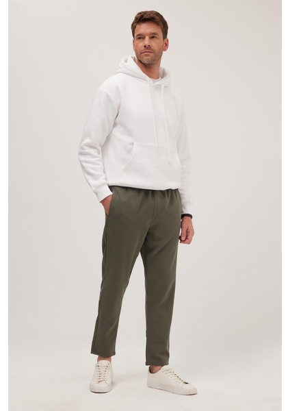 Erkek Regular Fit Beli Lastikli Bağcıklı Jogger Haki Pantolon Rahat Kesim Yan Cepli fiyatları