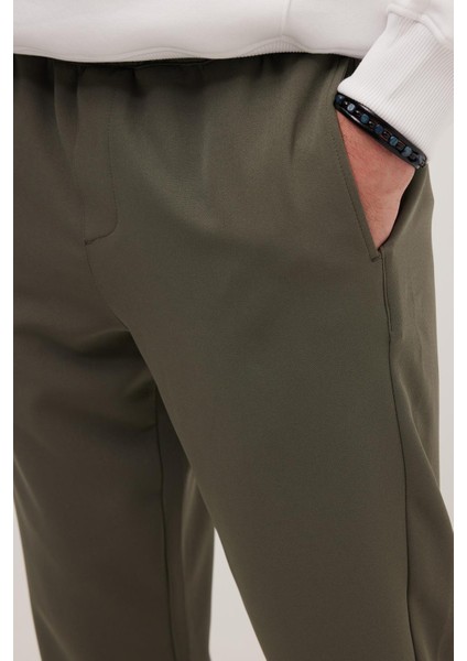 Erkek Regular Fit Beli Lastikli Bağcıklı Jogger Haki Pantolon Rahat Kesim Yan Cepli modelleri