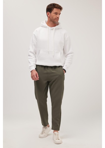 Erkek Regular Fit Beli Lastikli Bağcıklı Jogger Haki Pantolon Rahat Kesim Yan Cepli fırsatları
