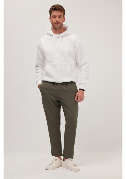 Erkek Regular Fit Beli Lastikli Bağcıklı Jogger Haki Pantolon Rahat Kesim Yan Cepli indirimleri
