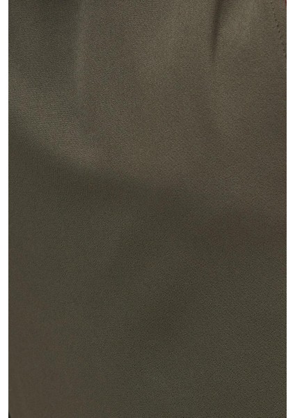 Erkek Regular Fit Beli Lastikli Bağcıklı Jogger Haki Pantolon Rahat Kesim Yan Cepli