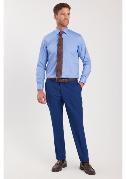 Erkek Regular Fit Mavi Non-Iron Pamuklu Doğa Dostu Ekoteks Belgeli Ütü Gerektirmez Gömlek fiyatları