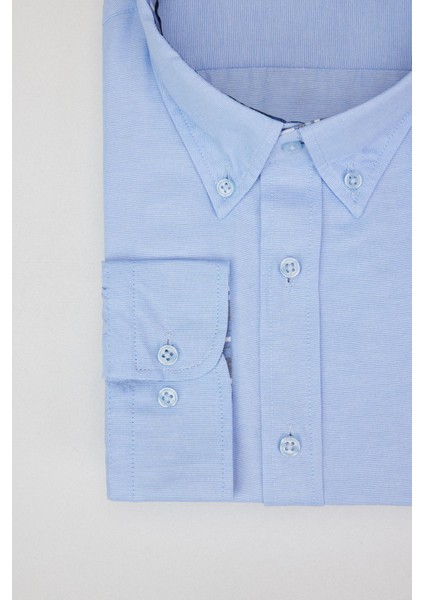 Erkek Big Size Büyük Beden Uzun Kollu Pamuklu Oxford Doku Tek Cepli Mavi Düğmeli Yaka Gömlek fırsatları