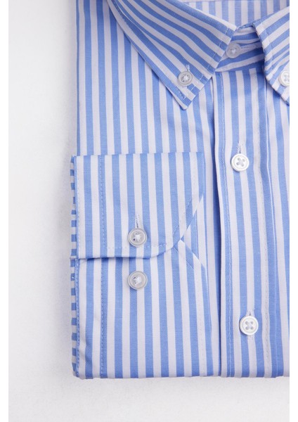 Erkek Big Size Büyük Beden Uzun Kollu Çizgili Gömlek modelleri