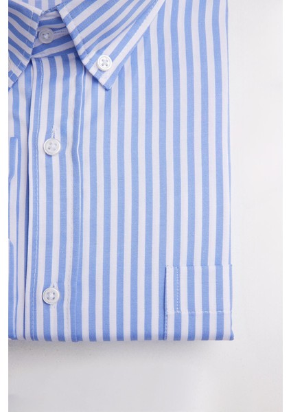 Erkek Big Size Büyük Beden Uzun Kollu Çizgili Gömlek fırsatları