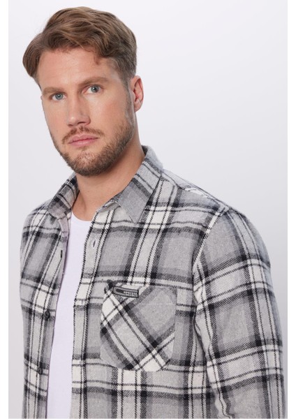 Erkek Slim Fit Dar Kesim Oduncu Tek Cep Kareli Kışlık Gömlek modelleri