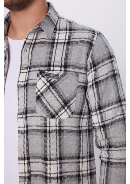 Erkek Slim Fit Dar Kesim Oduncu Tek Cep Kareli Kışlık Gömlek fırsatları