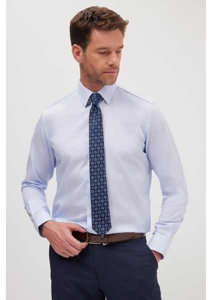 Regular Fit Mavi Non-Iron %100 Pamuk Doğa Dostu Ekoteks Belgeli Ütü Gerektirmez Gömlek fiyatları