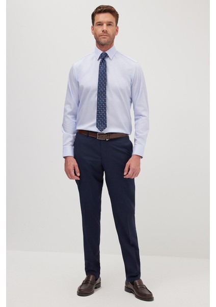 Regular Fit Mavi Non-Iron %100 Pamuk Doğa Dostu Ekoteks Belgeli Ütü Gerektirmez Gömlek fırsatları