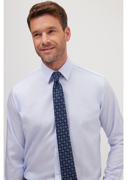 Regular Fit Mavi Non-Iron %100 Pamuk Doğa Dostu Ekoteks Belgeli Ütü Gerektirmez Gömlek indirimleri