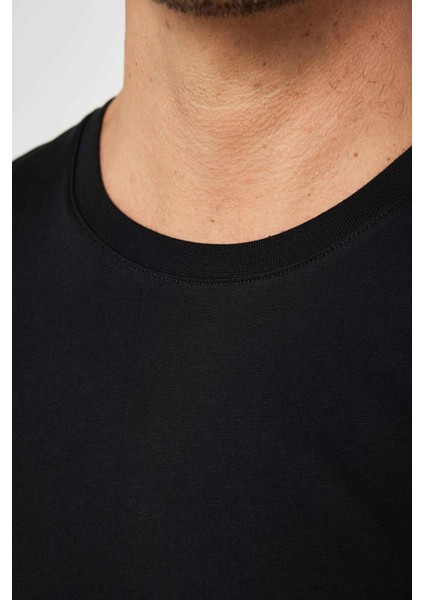 Unisex Slim Fit Dar Kesim %100 Pamuk Yumuşak Dokulu Siyah Bisiklet Yaka Tişört indirimleri