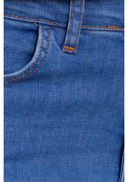 Kadın Regular Fit Klasik Kesim Pamuklu İspanyol Paça Mavi Jean Kot Pantolon