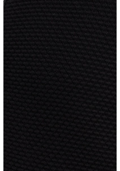 Erkek Standart Fit Normal Kesim Desenli Yarım Balıkçı Yaka Fermuarlı Siyah Hırka