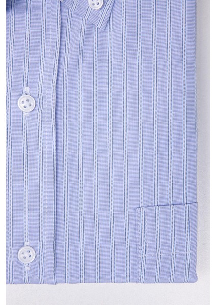 Erkek Big Size Büyük Beden Uzun Kollu Çizgili Mavi Gömlek fırsatları