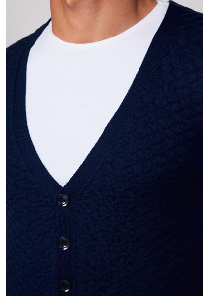 Slim Fit Desenli Lacivert Erkek Yelek fırsatları