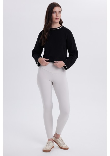 Kadın Oversize Geniş Kesim Bisiklet Yaka Çizgili Siyah Kazak indirimleri