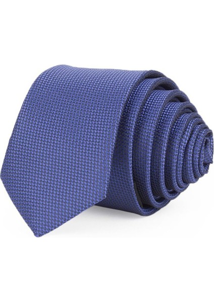 İnce Armürlü Sax Mavi Erkek Kravat