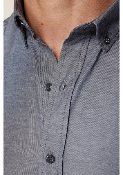 Slim Fit Uzun Kollu Düğmeli Yaka Pamuklu Kolay Ütü Düz Erkek Gömlek fırsatları