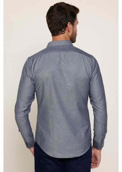 Slim Fit Uzun Kollu Düğmeli Yaka Pamuklu Kolay Ütü Düz Erkek Gömlek indirimleri
