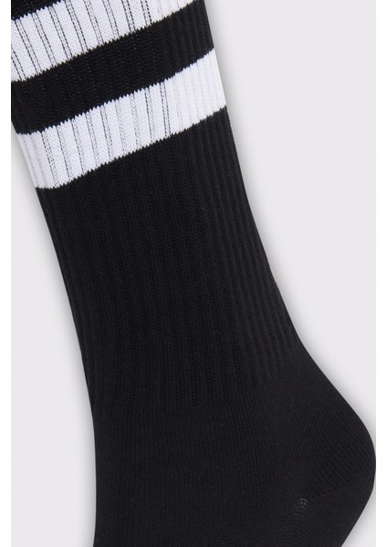 Unisex Çizgili Siyah Kolej Tenis Çorabı fiyatları