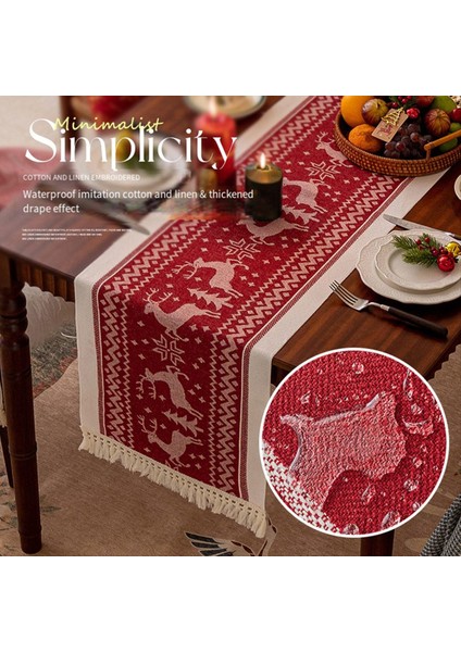 Kırmızı Noel Masa Koşucu Zarif Çiçek Jakarlı Masa Koşucu Ev Dekor Için Saçaklı 14X71 Inç D (Yurt Dışından) fırsatları