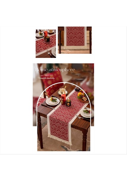 Kırmızı Noel Masa Koşucu Zarif Çiçek Jakarlı Masa Koşucu Ev Dekor Için Saçaklı 14X71 Inç D (Yurt Dışından) indirimleri