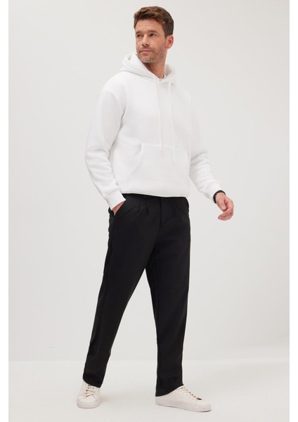 Erkek Regular Fit Klasik Kesim Normal Bel Geniş Paça Siyah Pantolon modelleri