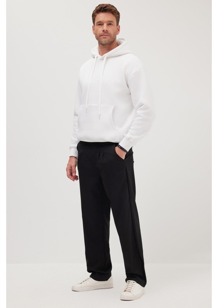 Erkek Regular Fit Klasik Kesim Normal Bel Geniş Paça Siyah Pantolon fırsatları