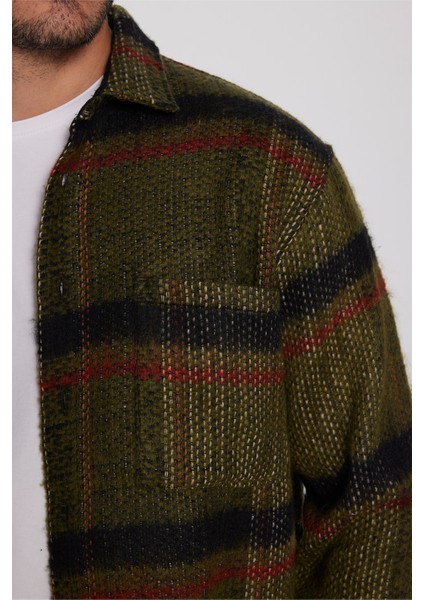 Erkek Relax Fit Rahat Kesim Tek Cepli Kareli Kışlık Oduncu Gömlek modelleri