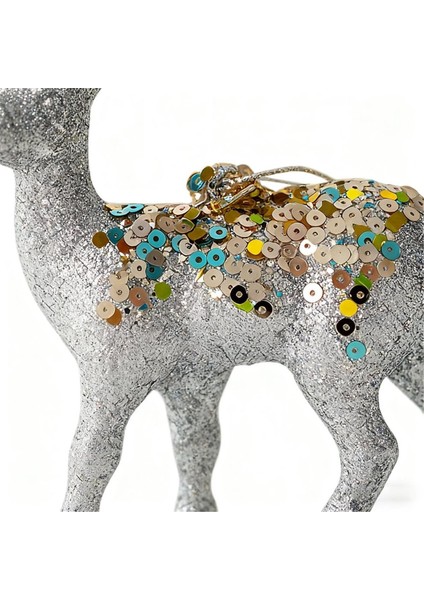 Ren Geyiği Figürleri Glitter Akın Yılbaşı Dekoru Masaüstü Tatil Heykel Koleksiyoncular Için Fotoğraf Homeliving B (Yurt Dışından) modelleri