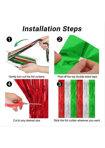 12 Paket Noel Partisi Zemin 78 74X39 37 Inç Folyo Flama Saçak Perde Flama Asılı Yılbaşı Dekoru (Yurt Dışından) modelleri