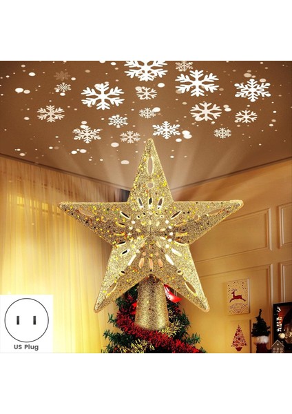 Dahili LED Kar Tanesi Projektör Işıkları ile Noel Yıldız Ağaçları Topper Pentagram Ağacı Topper Abd Tak (Yurt Dışından) fiyatları