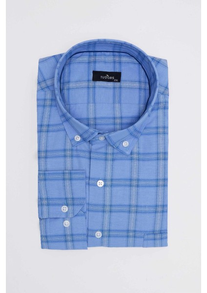 Büyük Beden Düğmeli Yaka Kareli Pamuklu Erkek Gömlek fiyatları