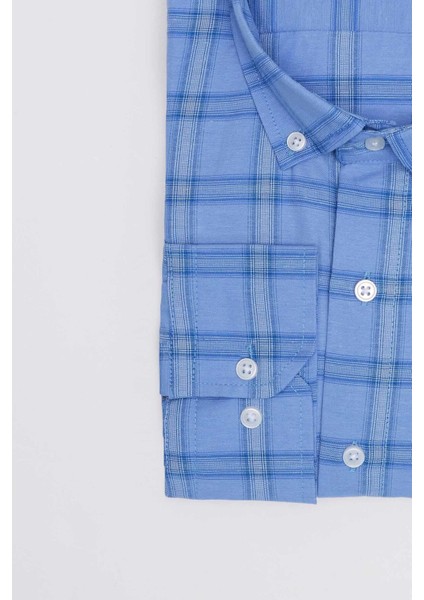 Büyük Beden Düğmeli Yaka Kareli Pamuklu Erkek Gömlek modelleri