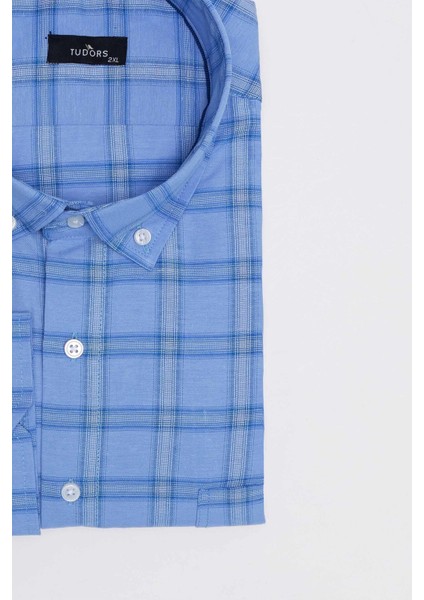 Büyük Beden Düğmeli Yaka Kareli Pamuklu Erkek Gömlek fırsatları