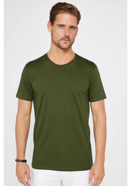 Unisex 5'li Paket Siyah-Beyaz-Haki-Bordo-Vizon Slim Fit Dar Kesim %100 Pamuk Bisiklet Yaka Tişört